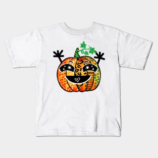 Pumpkin Halloween Funny Doodles Kids T-Shirt